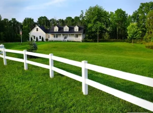 An agricultural fence completed by Modern Decks & Vinyl Fences.