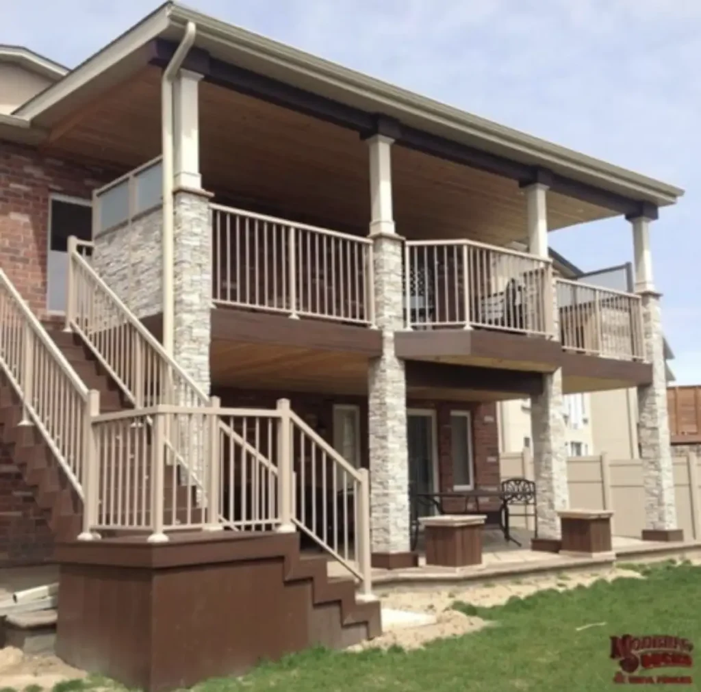 Completed two-storey residential deck installation in Hamilton