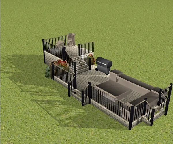 High-definition 3D deck design sample showing a multi-level composite deck layout for an Ontario home